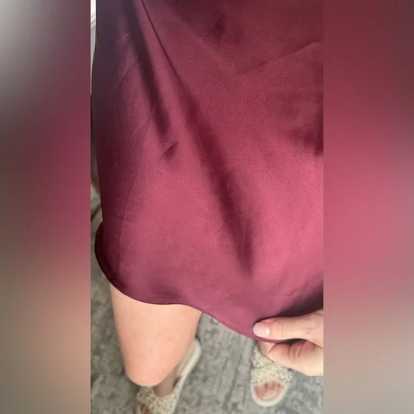 Elegant Maroon Burgundy Satin Skirt - Picture 12 of 14